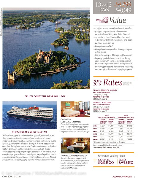 Clients Page from Great Lakes tour